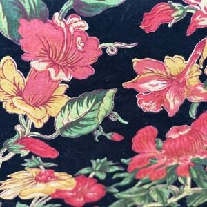 April Cornell Black Floral Long Cotton Tablecloth 60x84